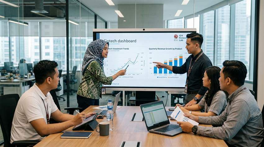 Tim profesional mengelola data pekerjaan penting dan keamanan enkripsi cloud storage di kantor modern